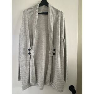 Fortune + Ivy Raiden Tab Detail Cardigan size Large Gray chunky knit cozy chic